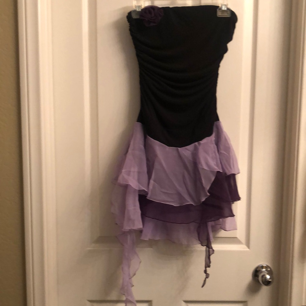 Strapless Blk Dress w/Asymmetrical Bottom